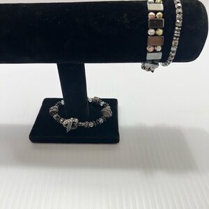 Chic Silver Beaded  Women's Bracelet Trio